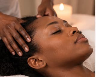 A head massage treatment at Timeless Glo